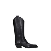 Black Leather High Heel Boots